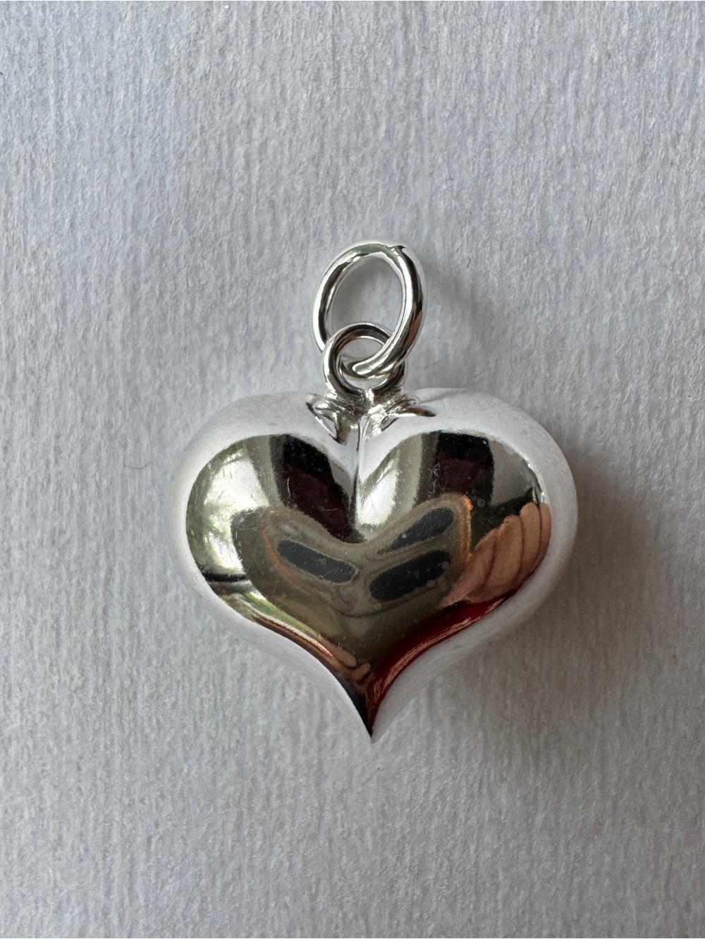 Sterling Silver 925 Polished 3D Puffy Heart Charm Pendant Necklace Love New